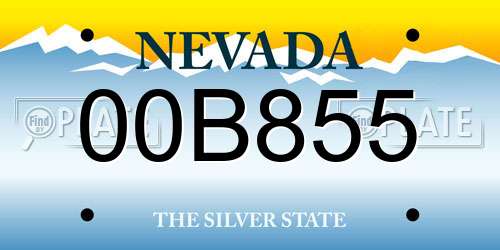 00B855 Nevada License Plate