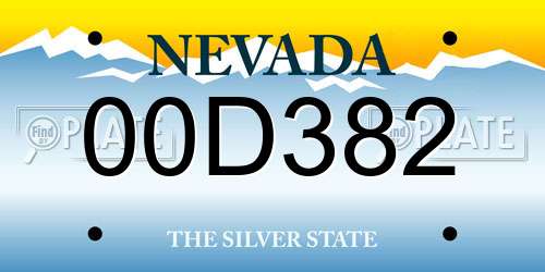 00D382 Nevada License Plate