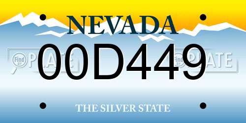 00D449 Nevada License Plate