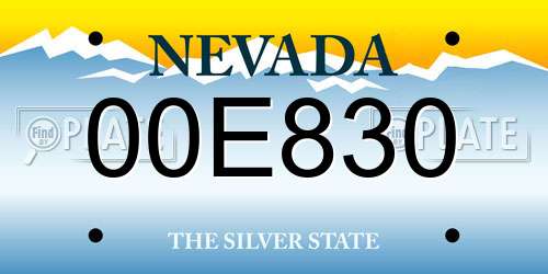 00E830 Nevada License Plate