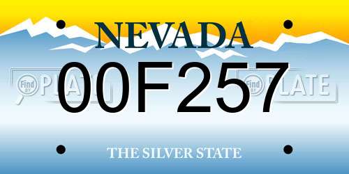 00F257 Nevada License Plate