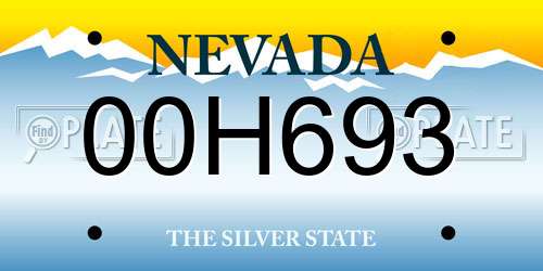 00H693 Nevada License Plate