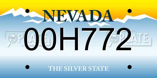 00H772 Nevada License Plate