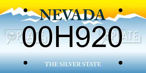 00H920 Nevada License Plate