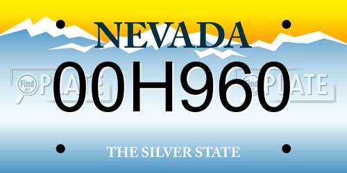 00H960 Nevada License Plate