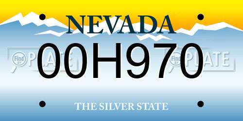 00H970 Nevada License Plate