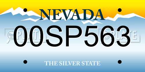 00SP563 Nevada License Plate