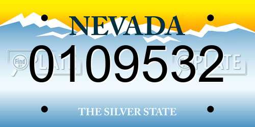 0109532 Nevada License Plate