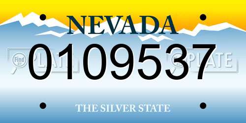 0109537 Nevada License Plate