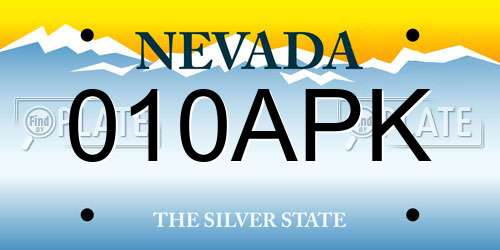 010APK Nevada License Plate