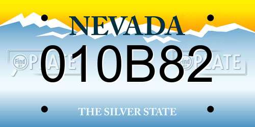 010B82 Nevada License Plate