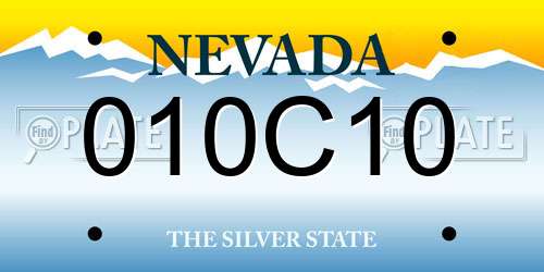 010C10 Nevada License Plate