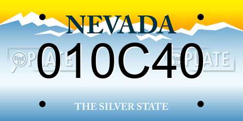 010C40 Nevada License Plate