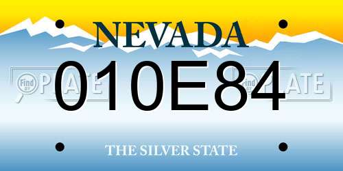 010E84 Nevada License Plate