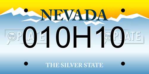 010H10 Nevada License Plate