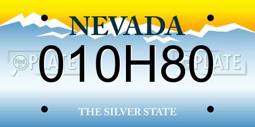 010H80 Nevada License Plate