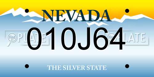 010J64 Nevada License Plate
