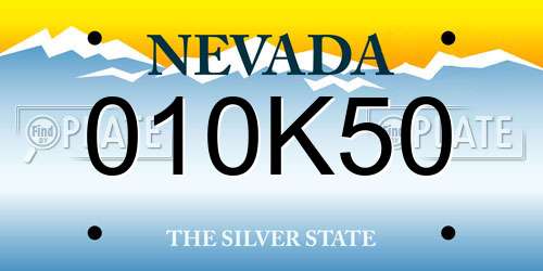 010K50 Nevada License Plate