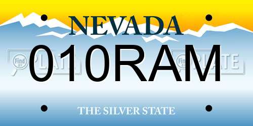 010RAM Nevada License Plate