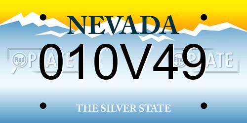 010V49 Nevada License Plate