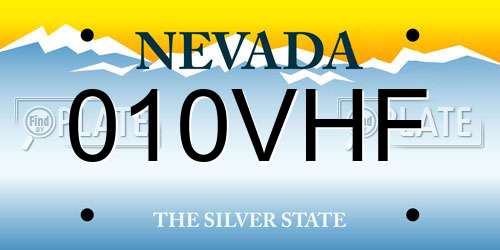 010VHF Nevada License Plate