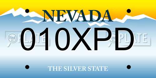 010XPD Nevada License Plate