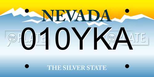 010YKA Nevada License Plate