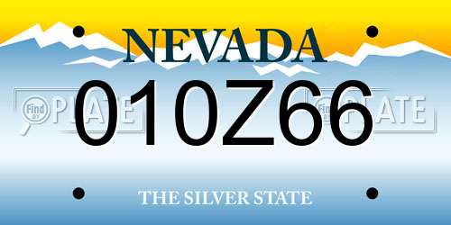 010Z66 Nevada License Plate