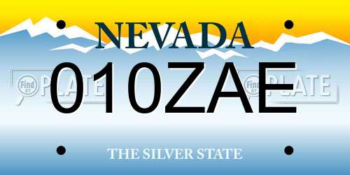 010ZAE Nevada License Plate