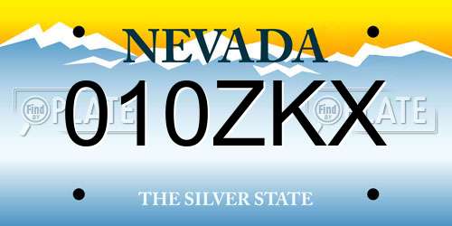 010ZKX Nevada License Plate