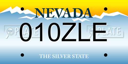 010ZLE Nevada License Plate