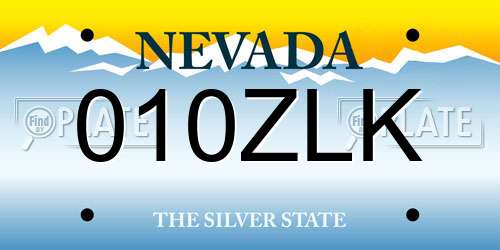 010ZLK Nevada License Plate