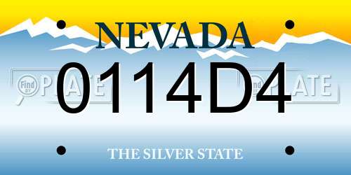 0114D4 Nevada License Plate