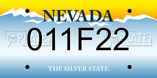 011F22 Nevada License Plate