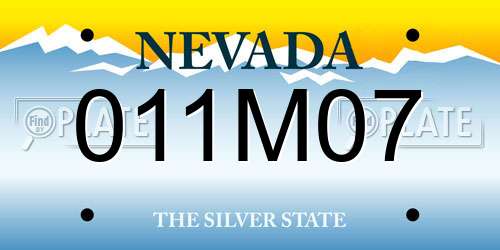 011M07 Nevada License Plate