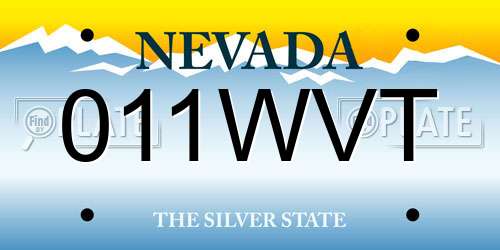 011WVT Nevada License Plate