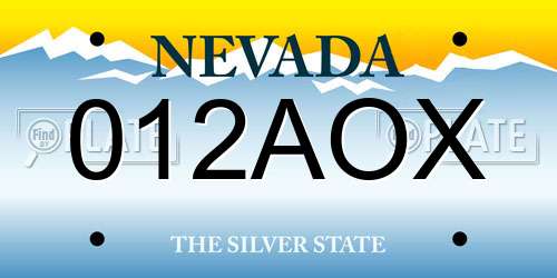 012AOX Nevada License Plate