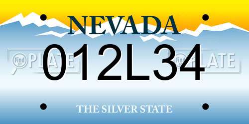 012L34 Nevada License Plate