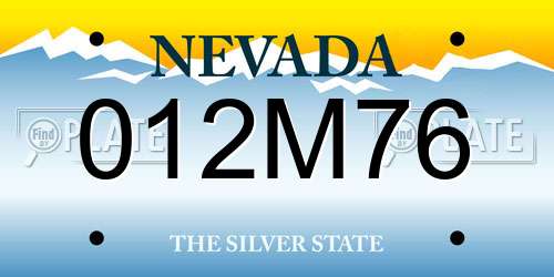 012M76 Nevada License Plate