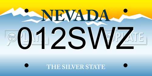 012SWZ Nevada License Plate