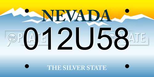012U58 Nevada License Plate