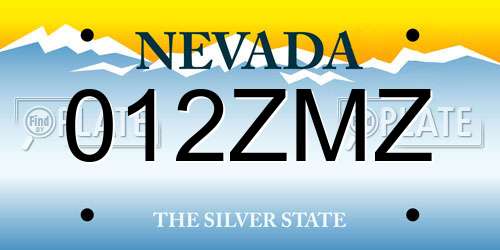 012ZMZ Nevada License Plate
