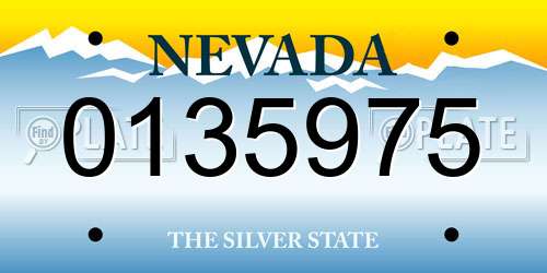 0135975 Nevada License Plate