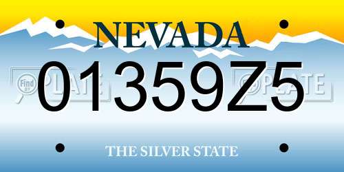 01359Z5 Nevada License Plate
