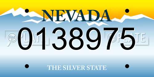 0138975 Nevada License Plate