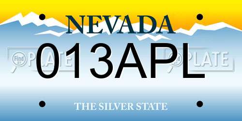 013APL Nevada License Plate