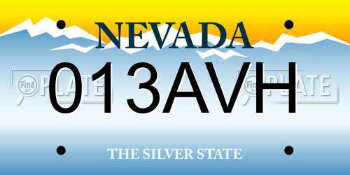 013AVH Nevada License Plate