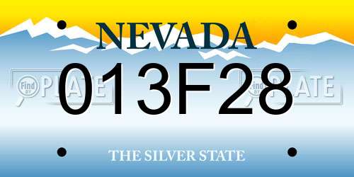 013F28 Nevada License Plate