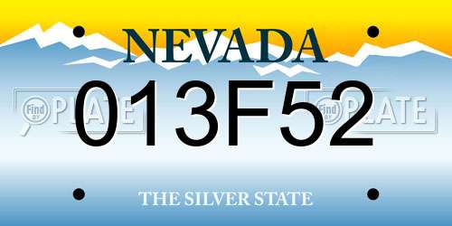 013F52 Nevada License Plate