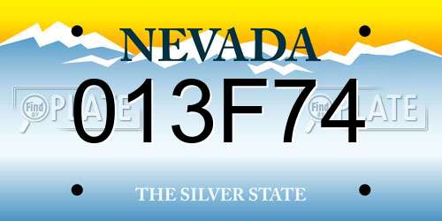 013F74 Nevada License Plate